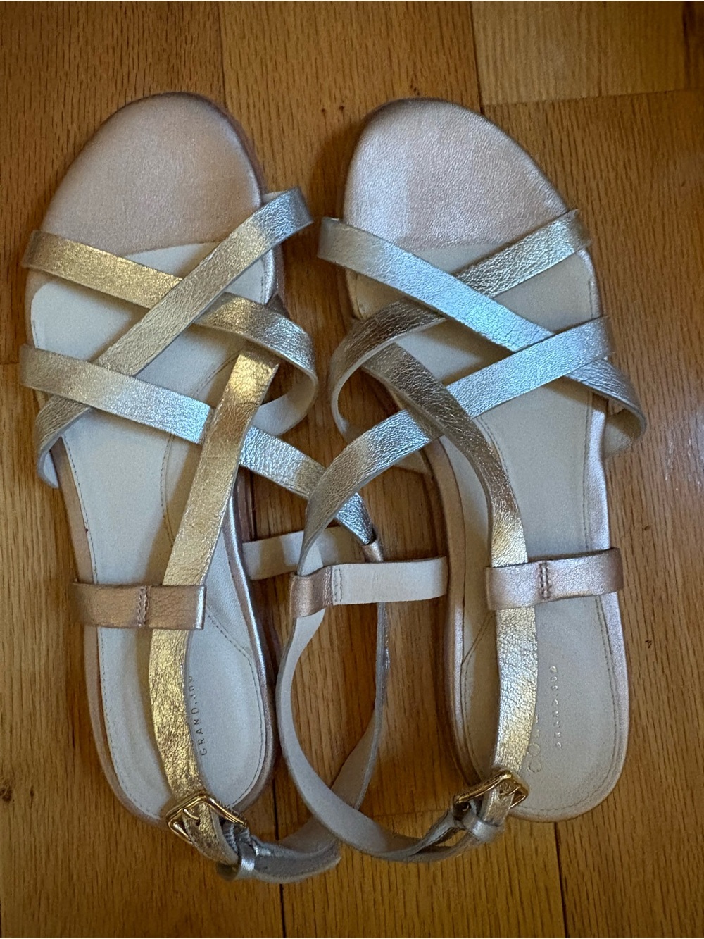 Cole Haan  Gold silver leather sandals slides 8.5